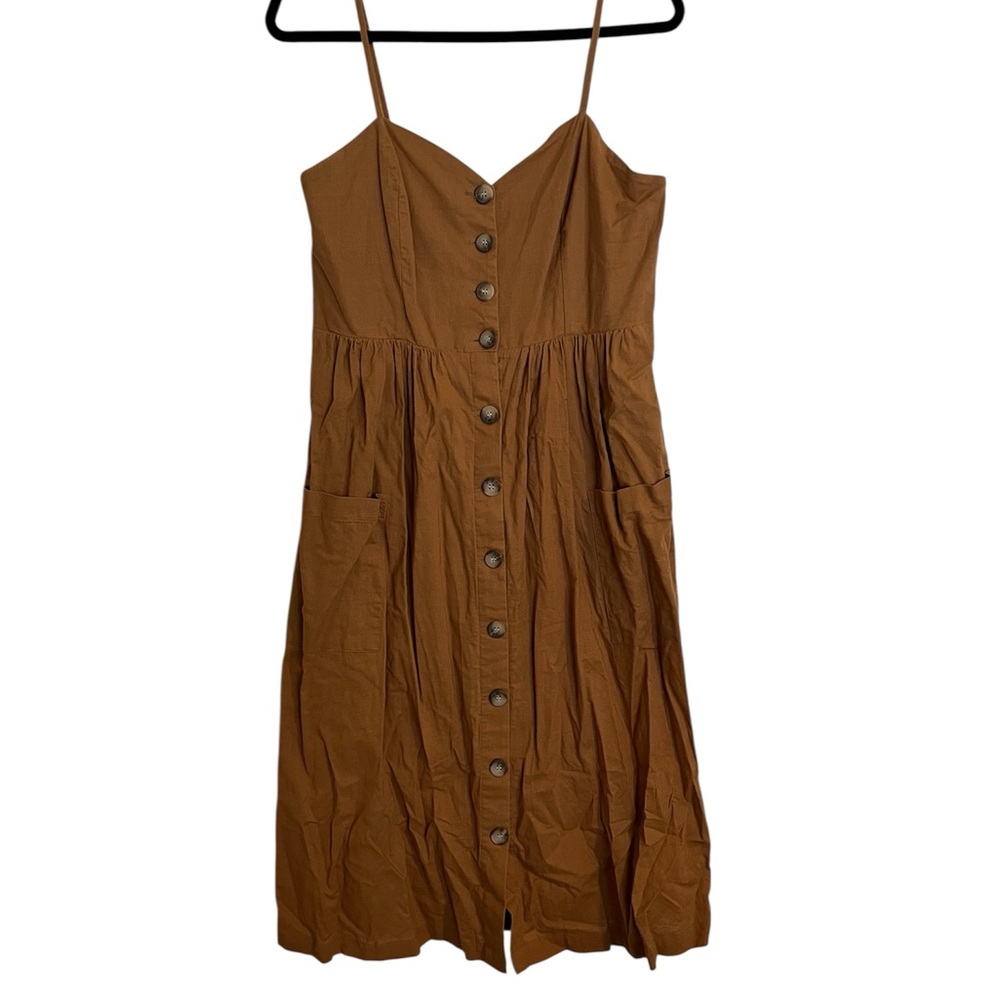 Toffee-colour Button-Down Sundress